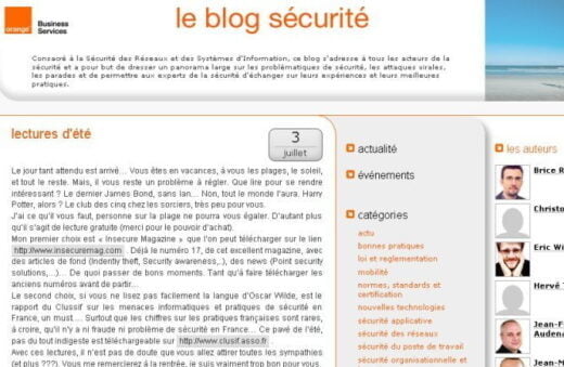 Lancement du blog de la sécurité d'Orange Business Services