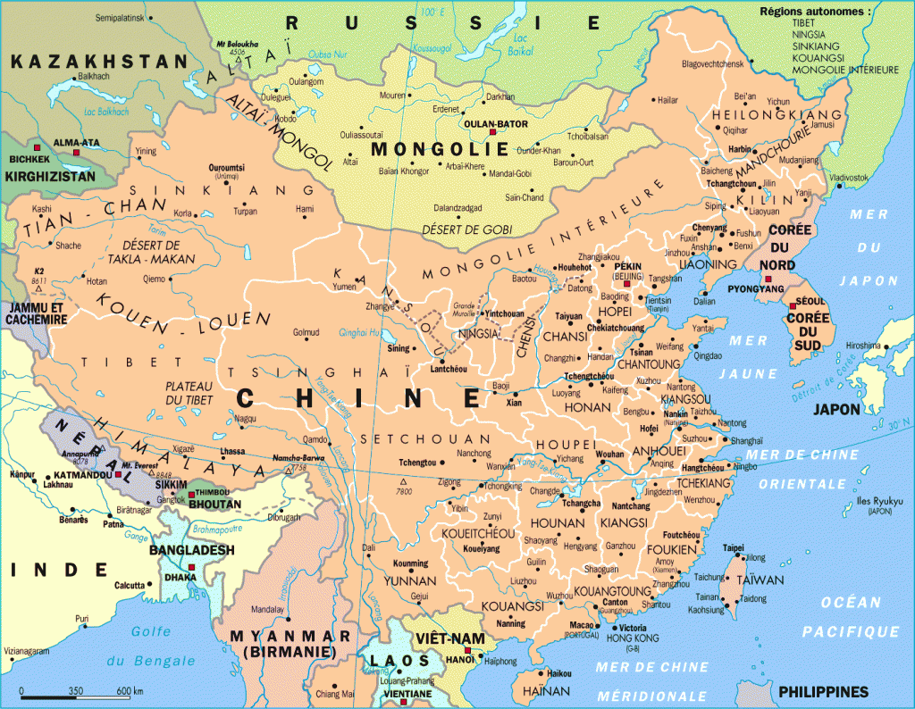 Carte de la Chine Leçons chinoises de Wait Marketing