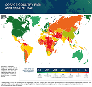 carte dynamique du risque pays - site coface.com