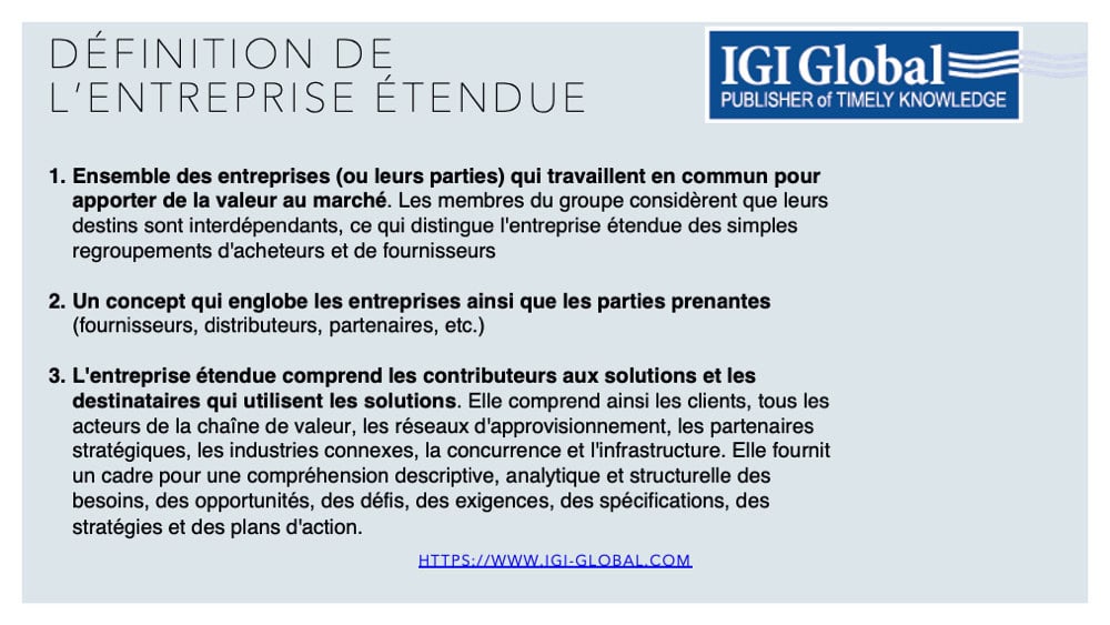 L'entreprise étendue selon IGI Global.