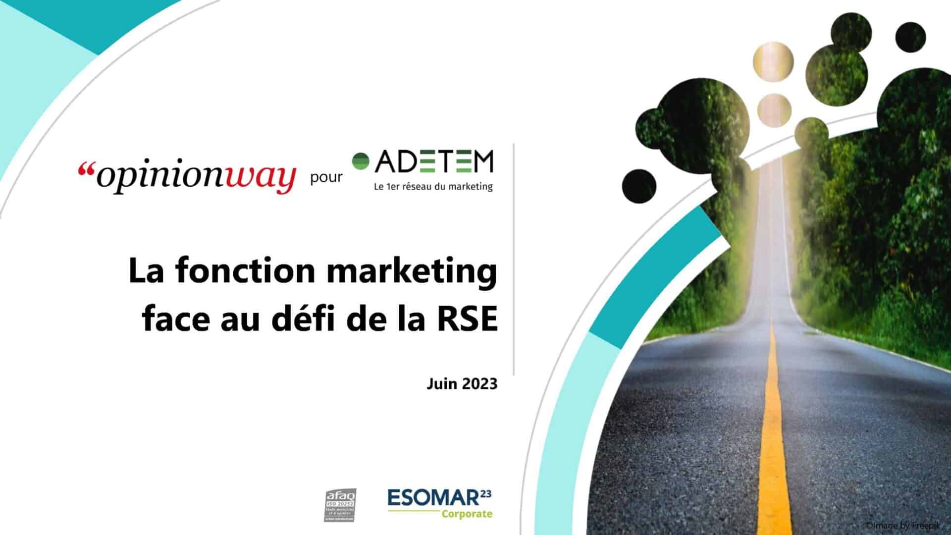 Le frontispice de l'étude d'Opinionway sur RSE et Marketing