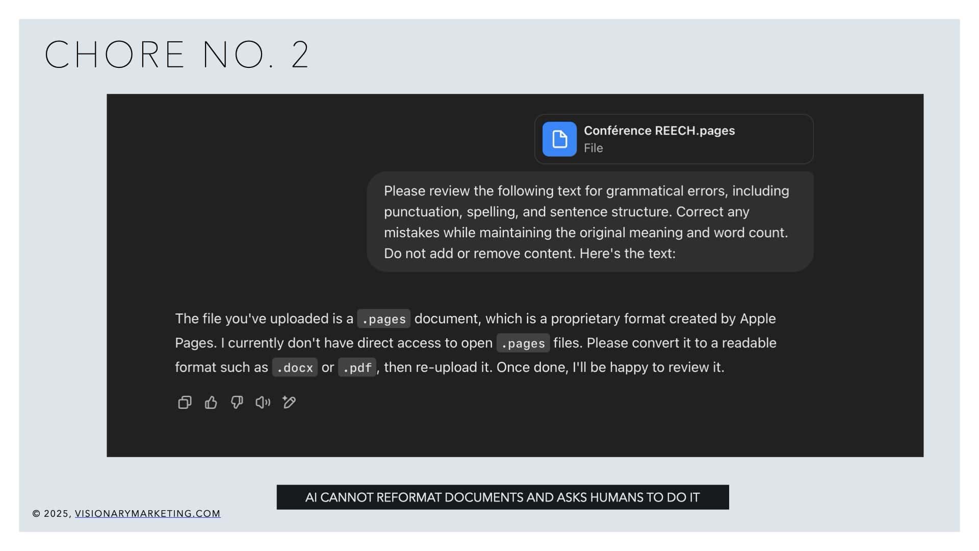 If ChatGPT can’t read an Apple Pages file and makes me switch to Word format, what’s the point?