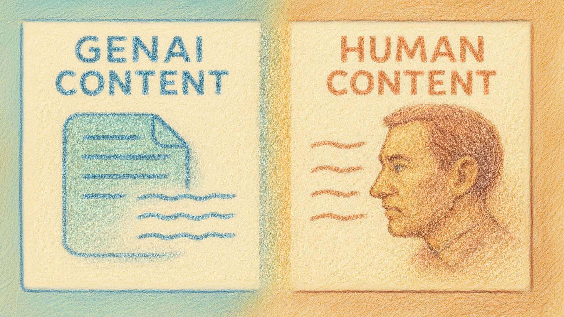 How does GenAI compare to human-created content?—Image generated with ChatGPT